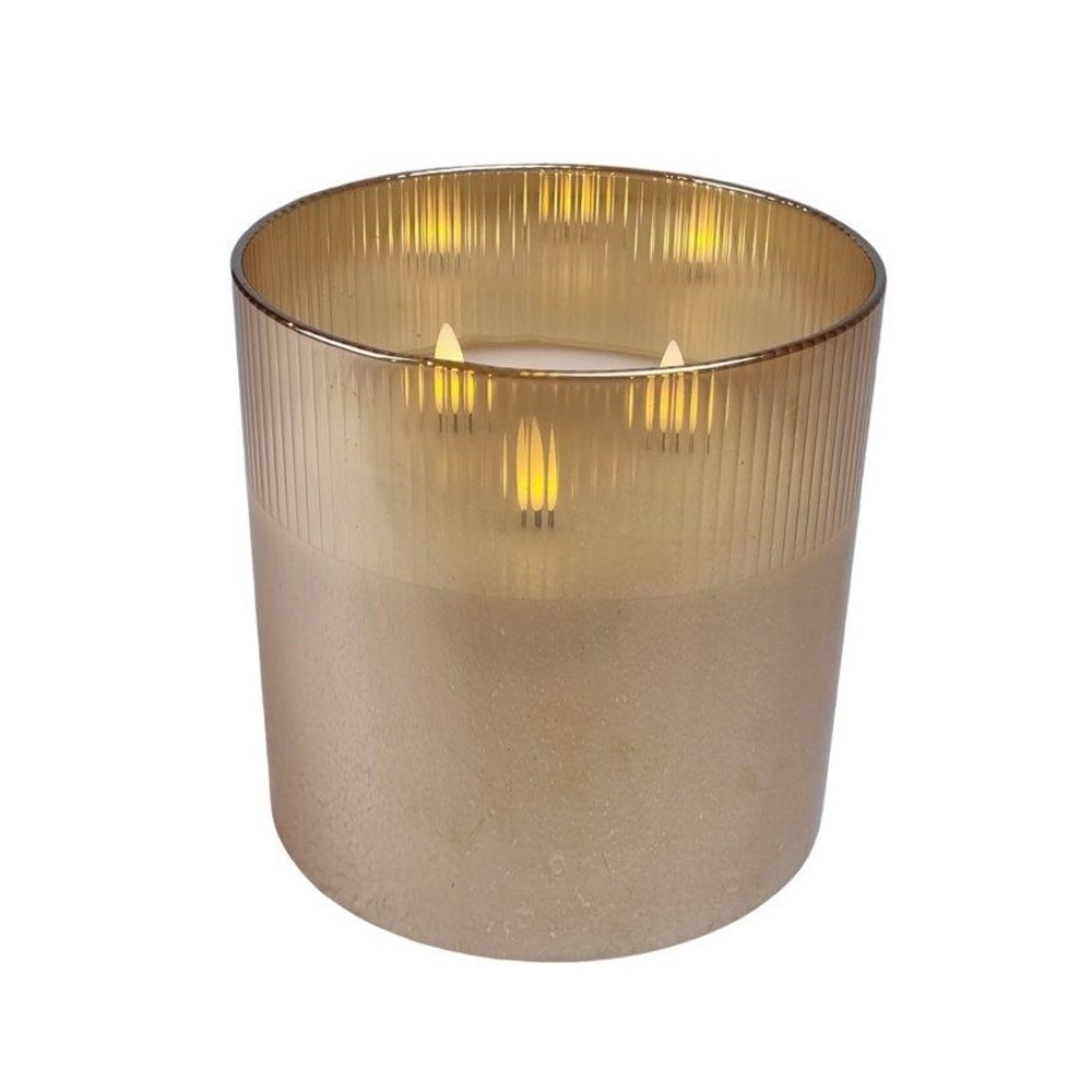 Led Glass Gold 3 Flame with white wax s |