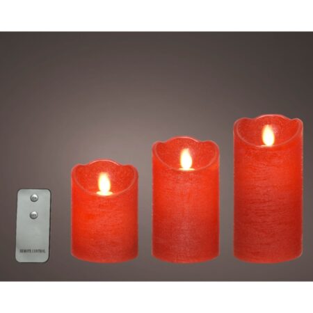Led Waving Kaars Wax Wave Top Bo Binnen Mix Rood H.15cm 3 maten |
