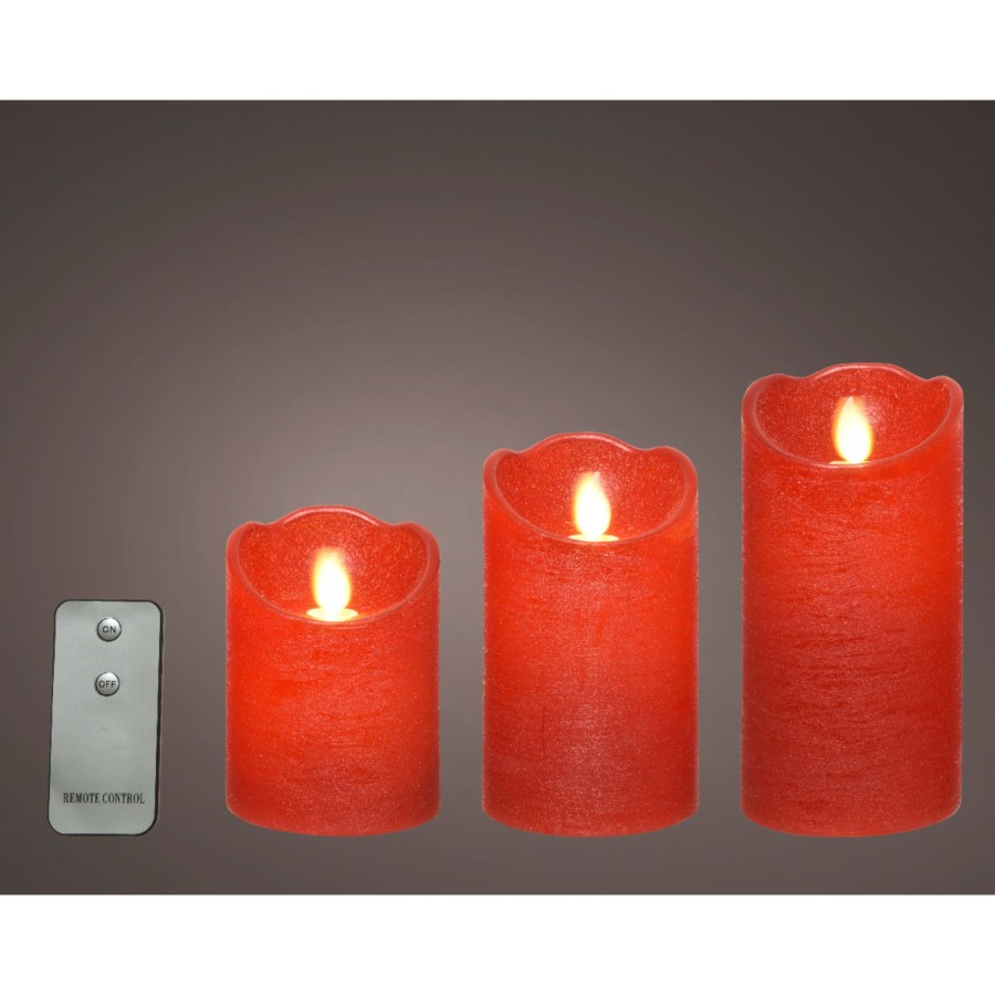 Led Waving Kaars Wax Wave Top Bo Binnen Mix Rood H.15cm 3 maten |