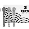 Lepelset zwart-wit design - Tokyo Design Studio Nippon Black - 13 x 2 cm - 4 stuks | Tokyo Design Studio
