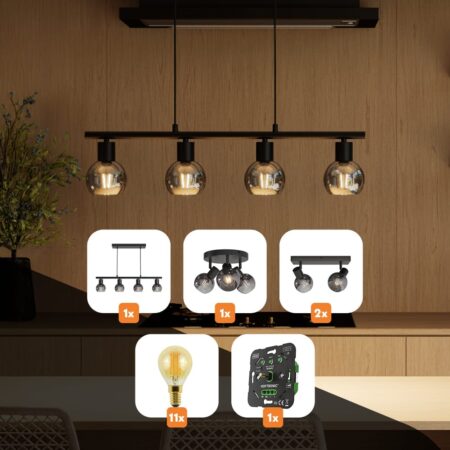 Lichtbundel 'Glazura Smokey' - Compleet pakket - Make-over woonkamer - Hang-