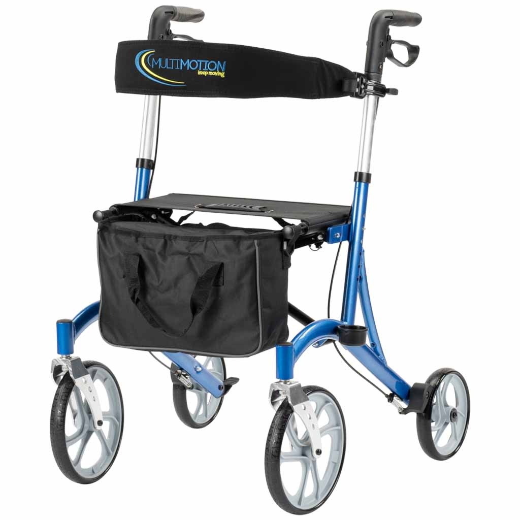 Lichtgewicht Rollator Cruiser | Blauw | Grote voor wielen | Met rugband