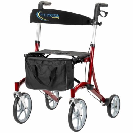 Lichtgewicht Rollator Cruiser | Rood | Grote voor wielen | Met rugband