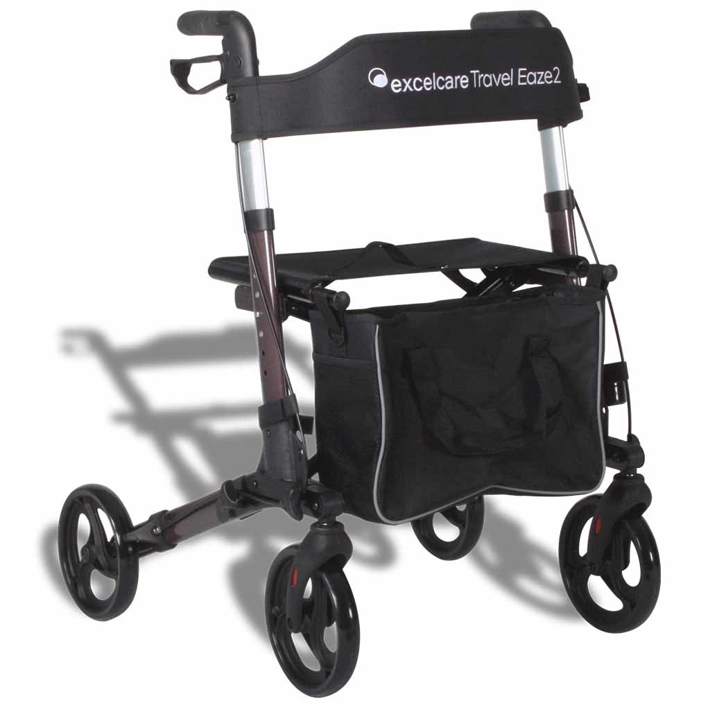 Lichtgewicht rollator Travel Eaze 2 (8 kg) | ExcelCare | Dubbel inklapbaar | Coffee Brown | 24300600 | ExcelCare