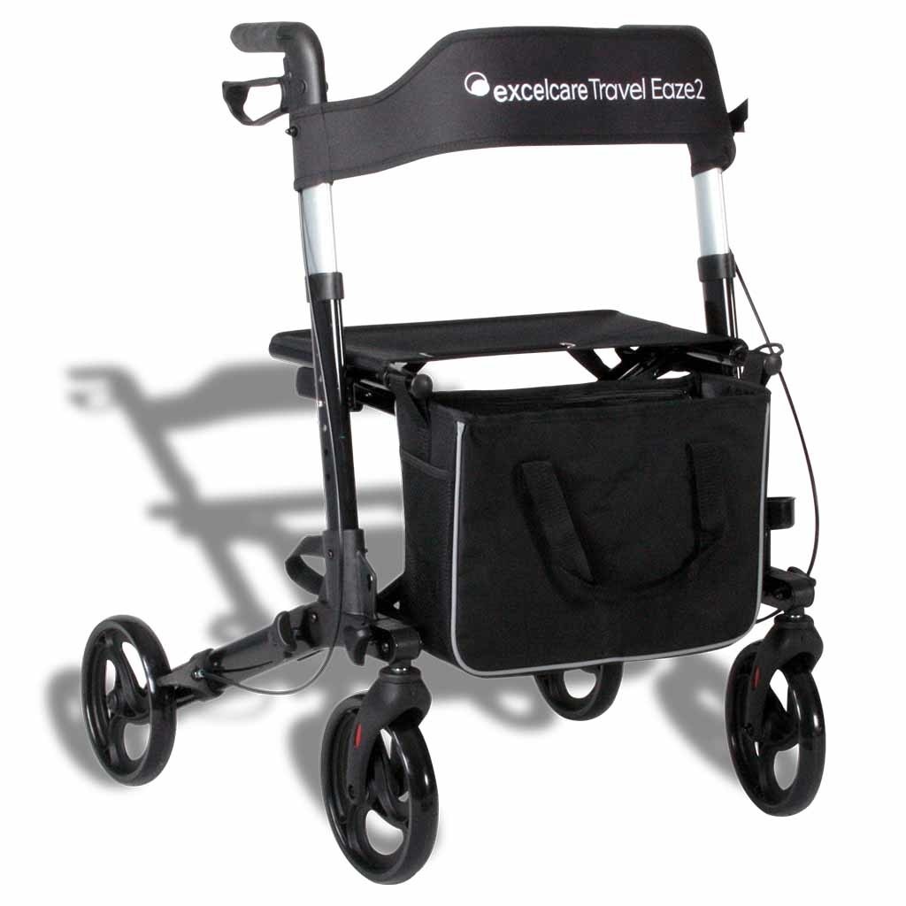 Lichtgewicht rollator Travel Eaze 2 (8 kg) | ExcelCare | Dubbel inklapbaar | Ebony Black | 24300700 | ExcelCare