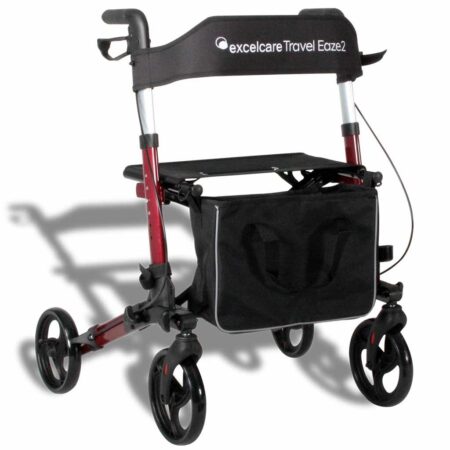 Lichtgewicht rollator Travel Eaze 2 (8 kg) | ExcelCare | Dubbel inklapbaar | Rosewood Red | 24300500 | ExcelCare