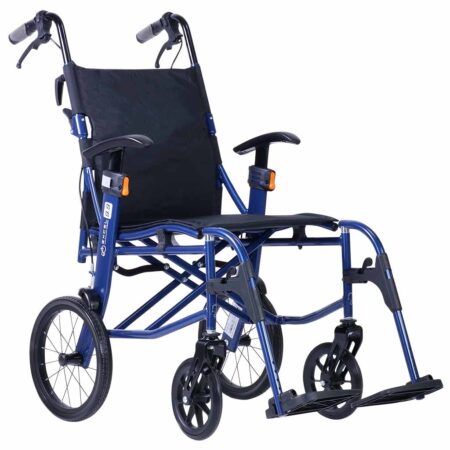 Lichtgewicht transport rolstoel 9.9 | Excel | Kleur: Blauw | Handremmen | Verstelbare armsteunen | Lichtste rolstoel 9.9 kg | 1341MK116 | Excel