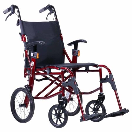 Lichtgewicht transport rolstoel 9.9 | Excel | Kleur: Rood | Handremmen | Verstelbare armsteunen | Lichtste rolstoel 9.9 kg | 1340MK116 | Excel