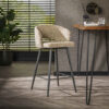 LifestyleFurn Barstoel Arnie Bouclé - Zand (zithoogte 69cm) | LifestyleFurn