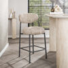 LifestyleFurn Barstoel Lawson Renegade stof - Zand (zithoogte 67cm) | LifestyleFurn