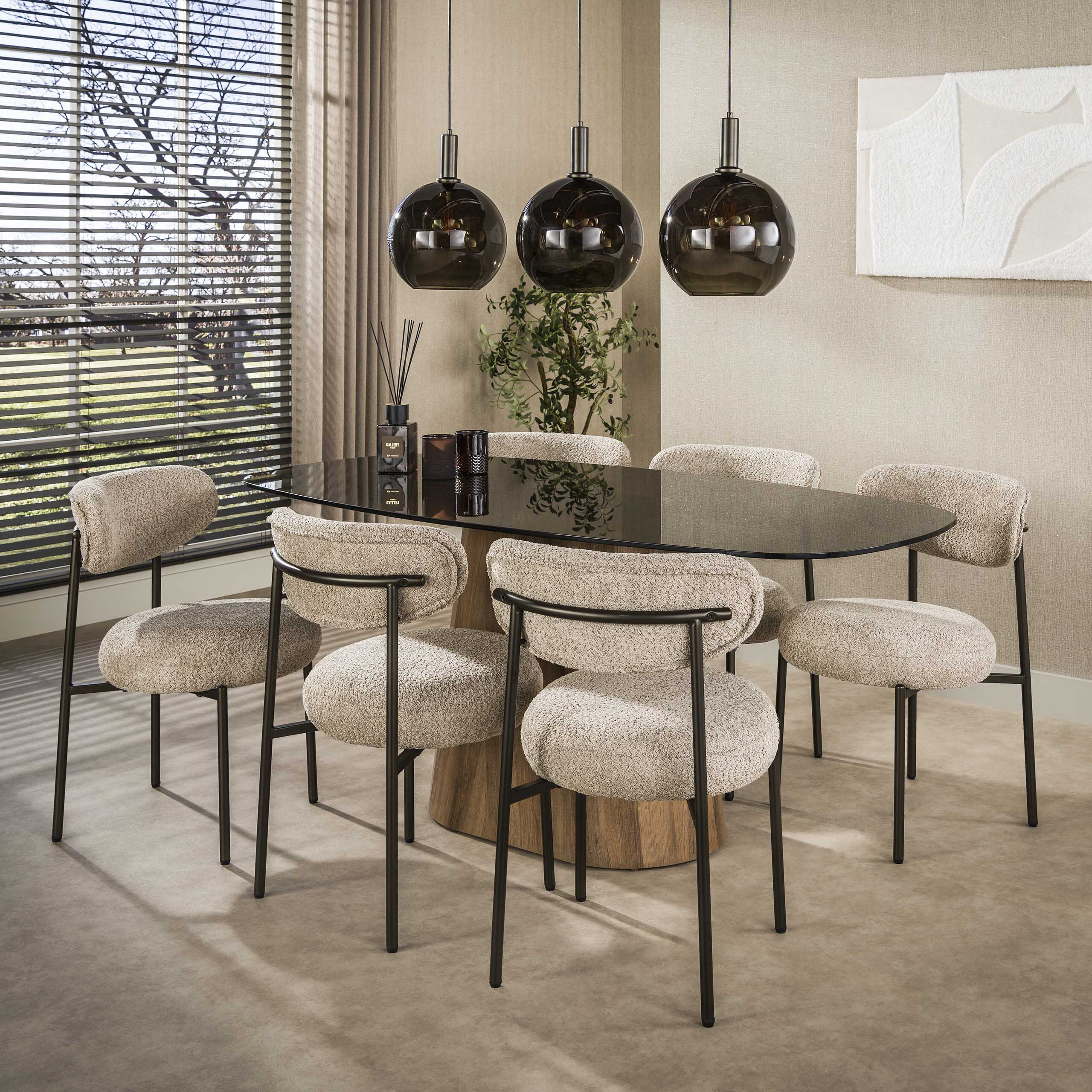 LifestyleFurn Deens Ovale Eettafel Kely Brons glas