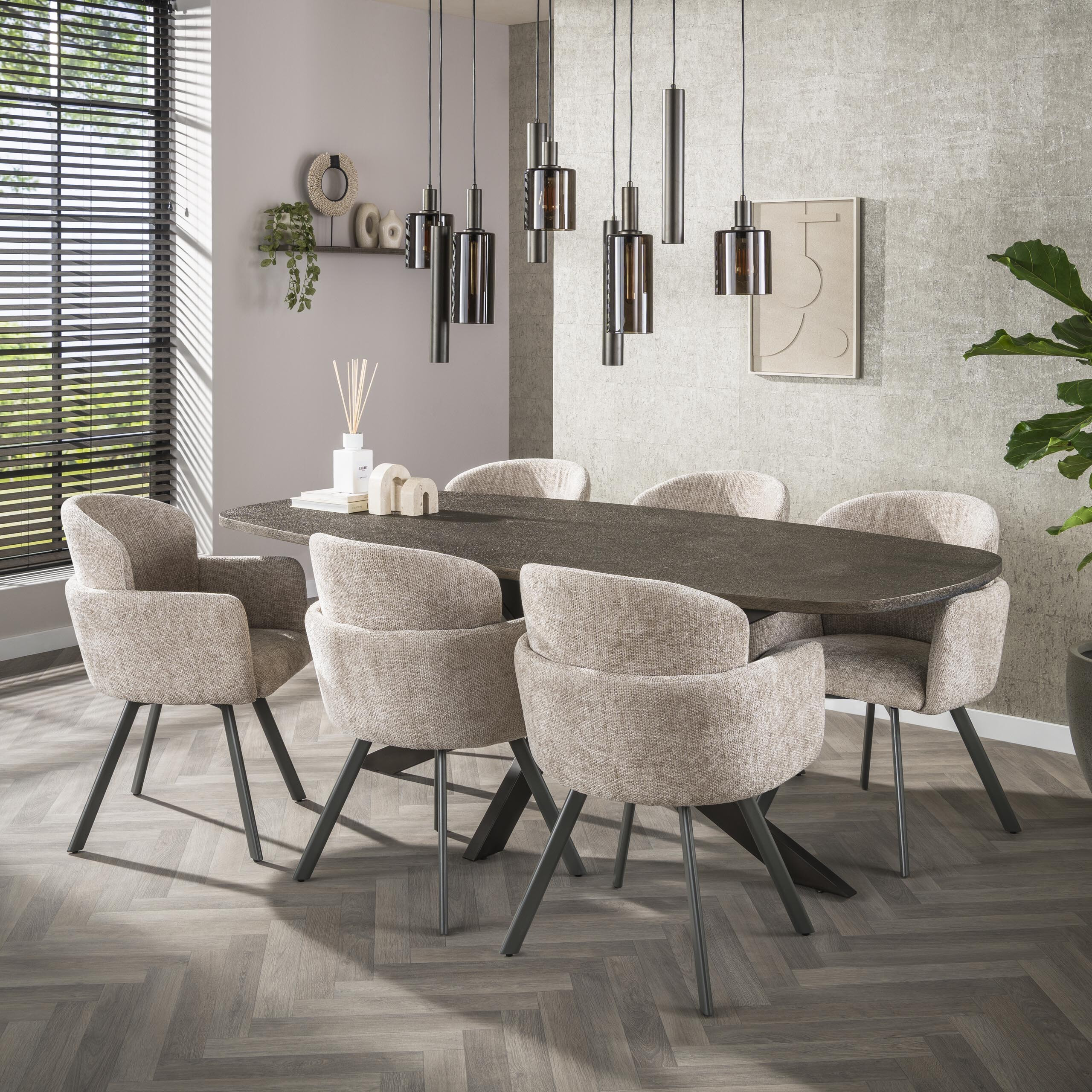 LifestyleFurn Deens Ovale Eettafel Shakira Liquid Metal