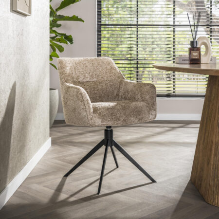 LifestyleFurn Draaibare Eetkamerstoel Lavonne Alura stof - Zand | LifestyleFurn