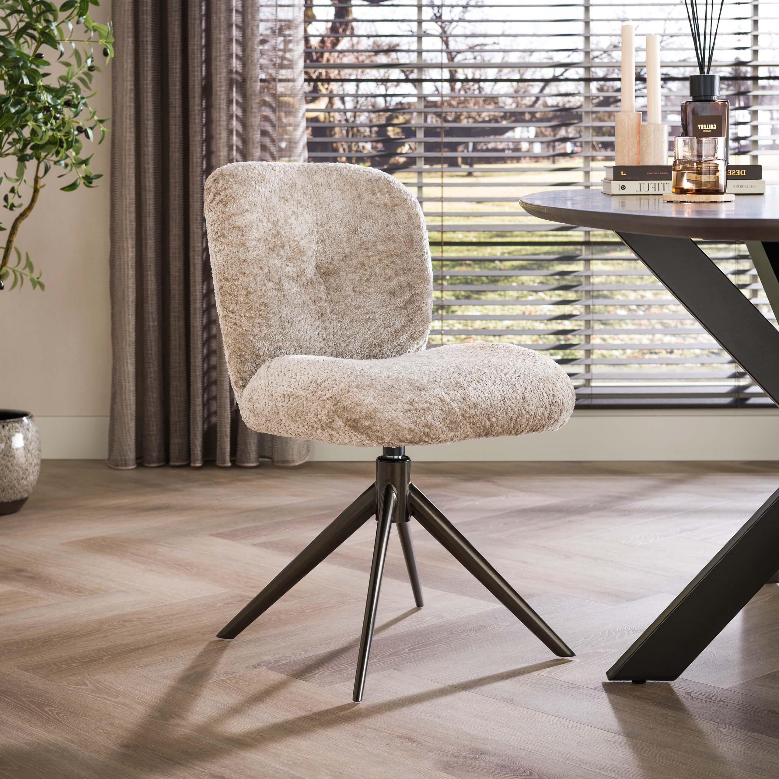 LifestyleFurn Draaibare Eetkamerstoel Lovie Alura stof - Zand/Bruin | LifestyleFurn