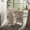 LifestyleFurn Draaibare Eetkamerstoel op wielen Elita Alura stof - Zand | LifestyleFurn