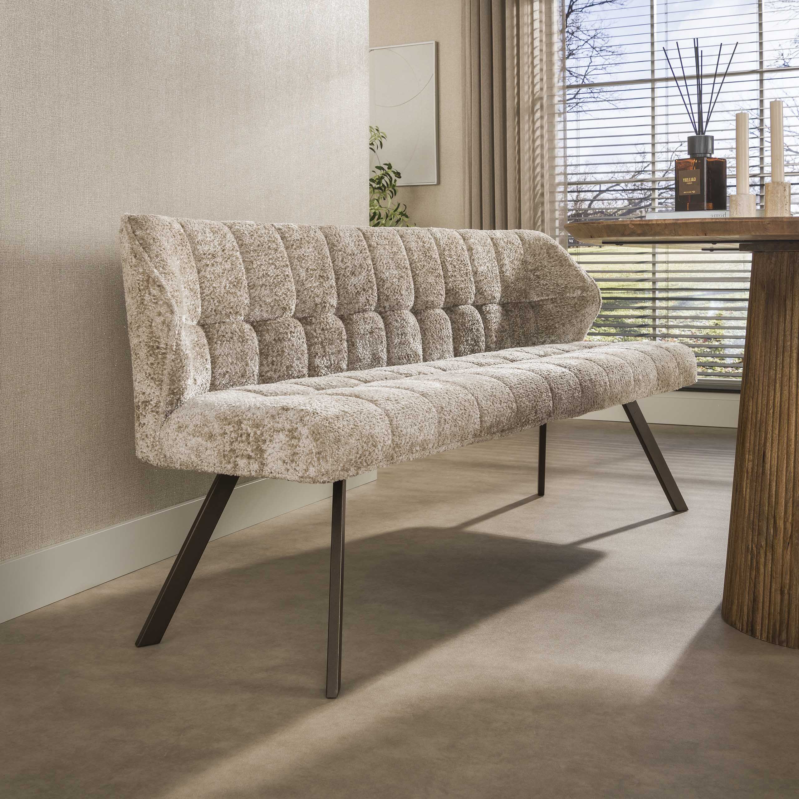 LifestyleFurn Eetkamerbank Thandie Alura stof - Zand/Bruin | LifestyleFurn