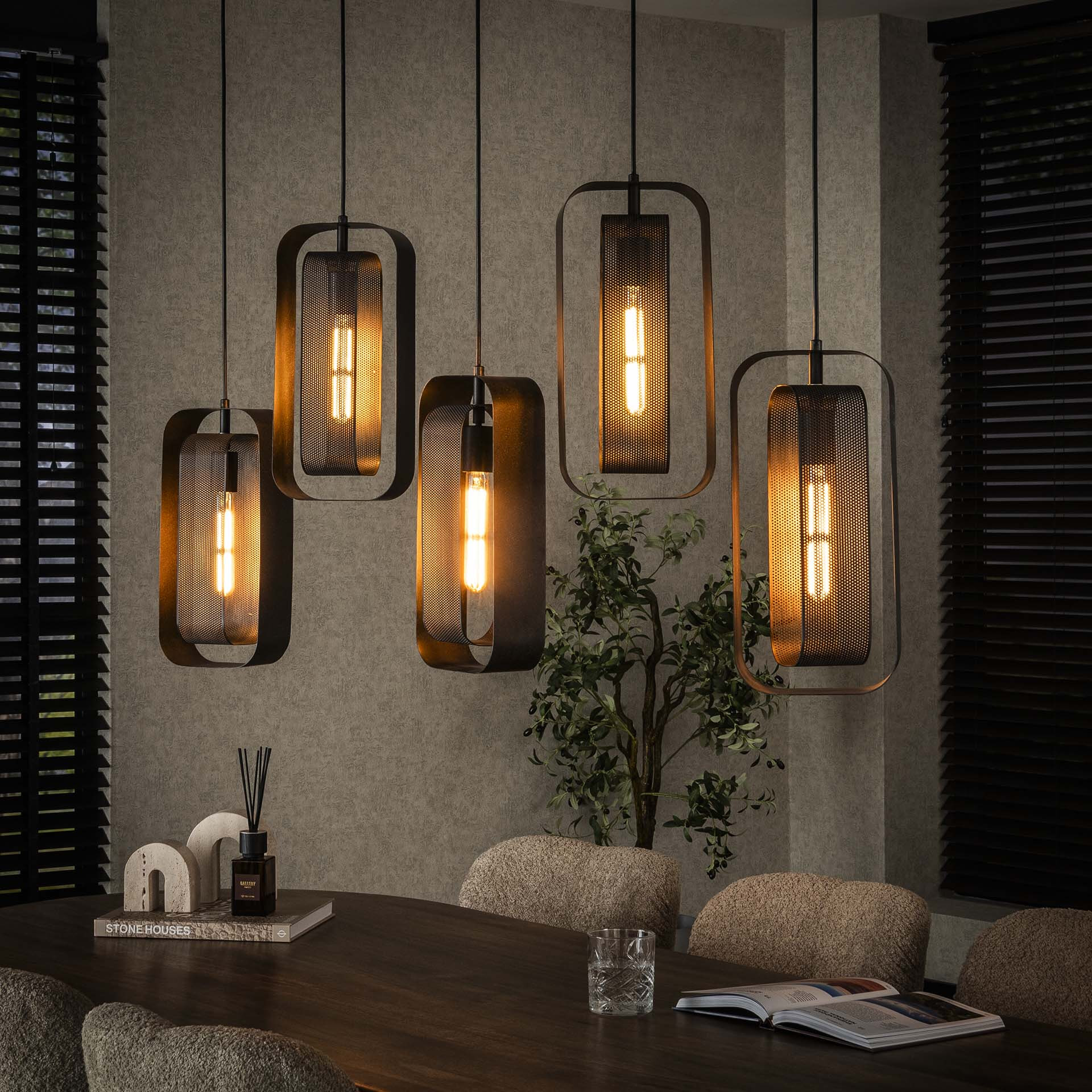 LifestyleFurn Hanglamp Allyse 5-lamps - Artic Zwart | LifestyleFurn