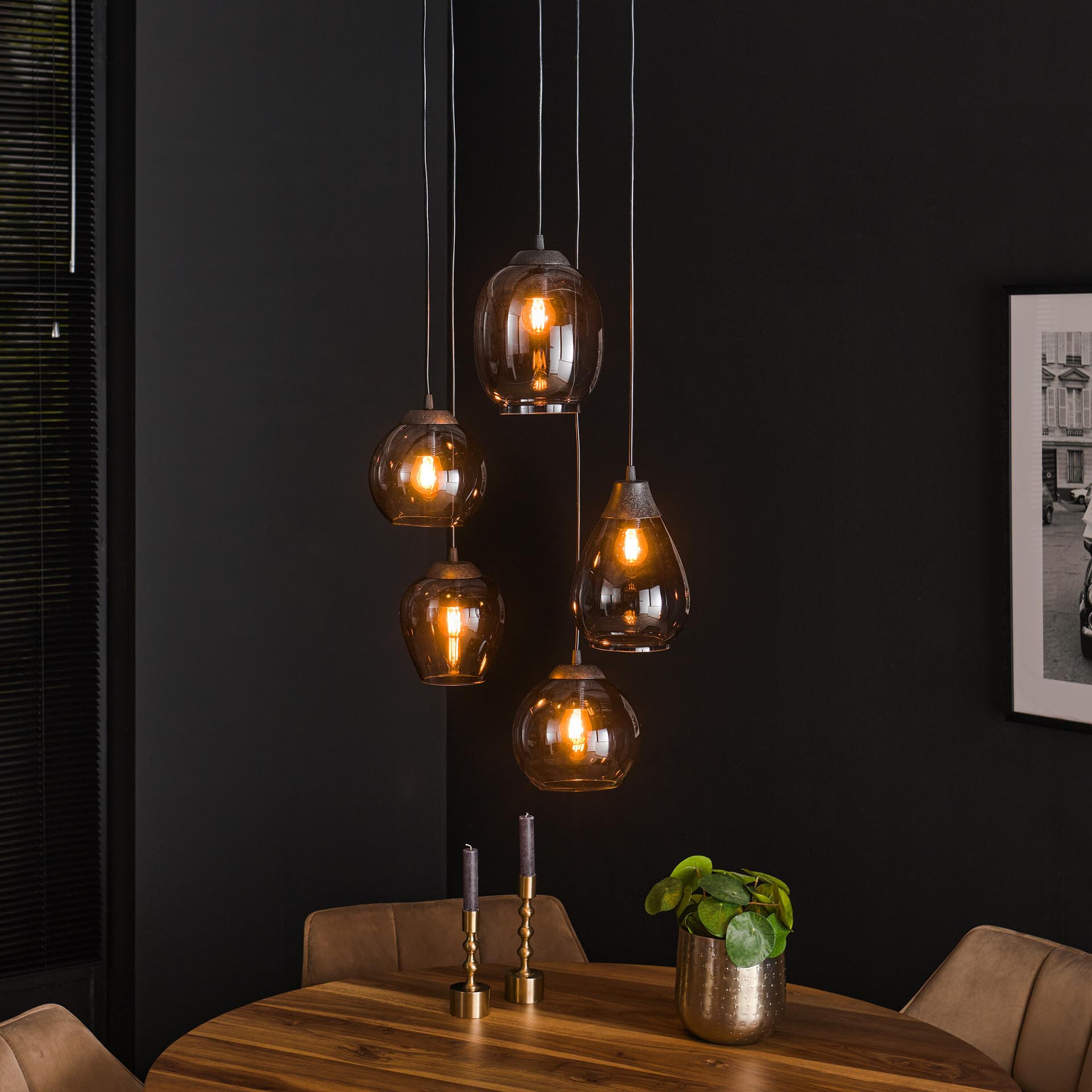 LifestyleFurn Hanglamp Francesco 5-lamps - Chromed Glas | LifestyleFurn