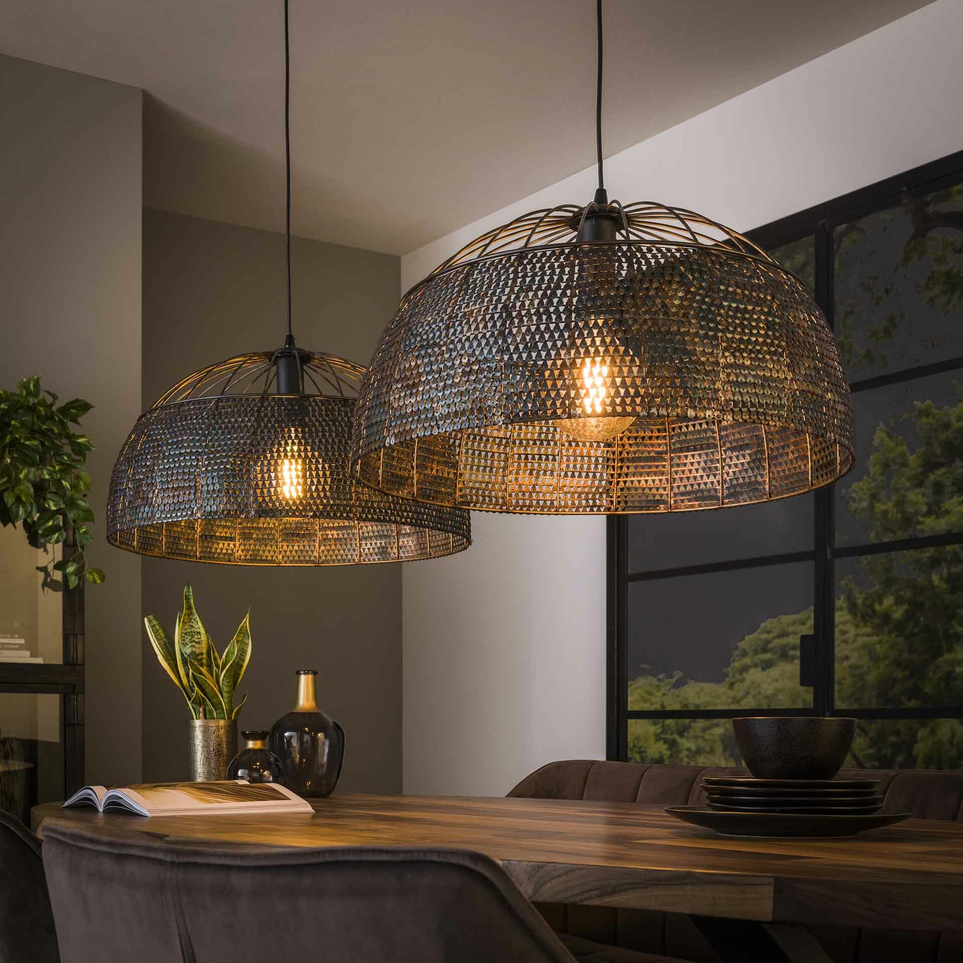 LifestyleFurn Hanglamp Goran 2-lamps - Zwart bruin | LifestyleFurn