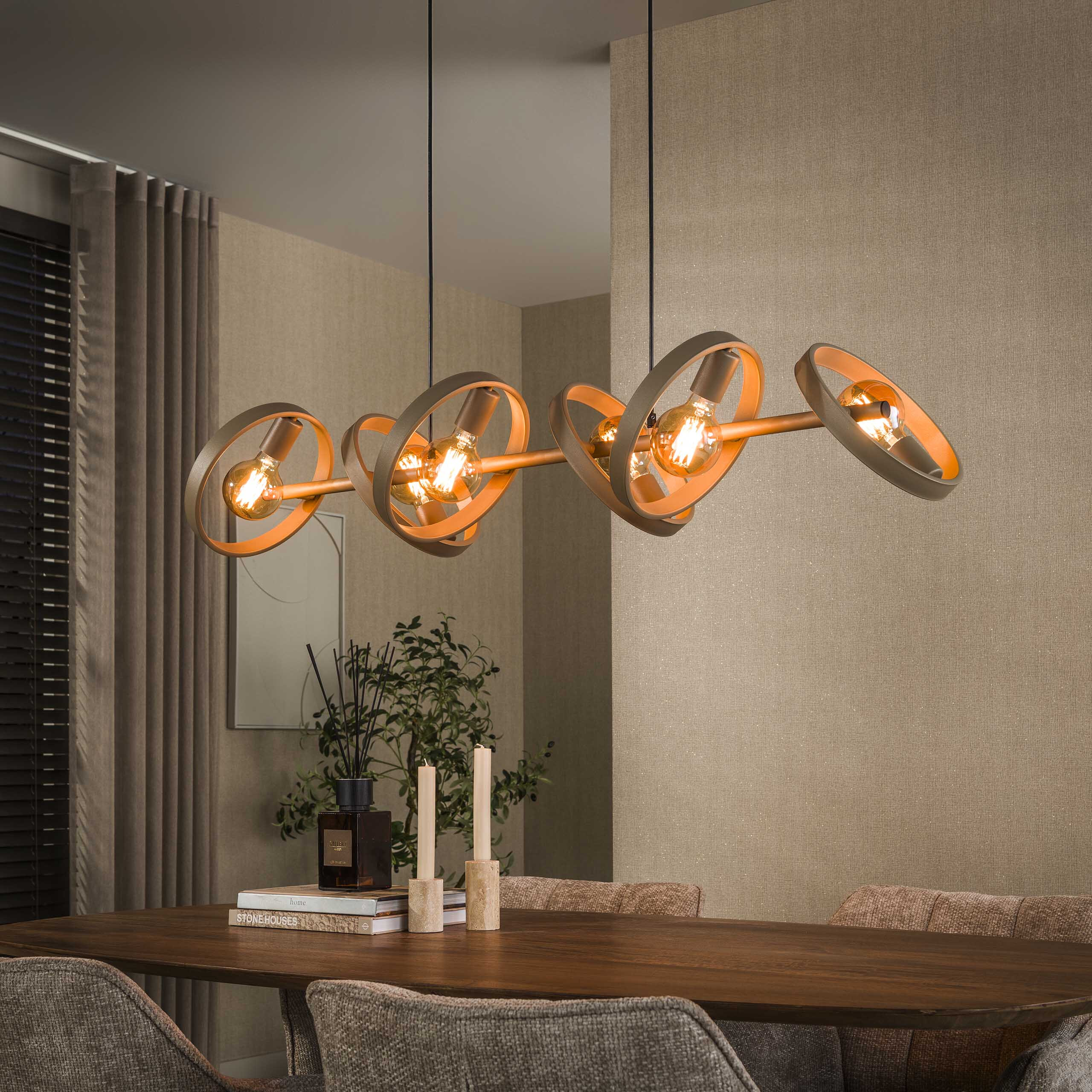 LifestyleFurn Hanglamp Homer 6-lamps - Beige | LifestyleFurn