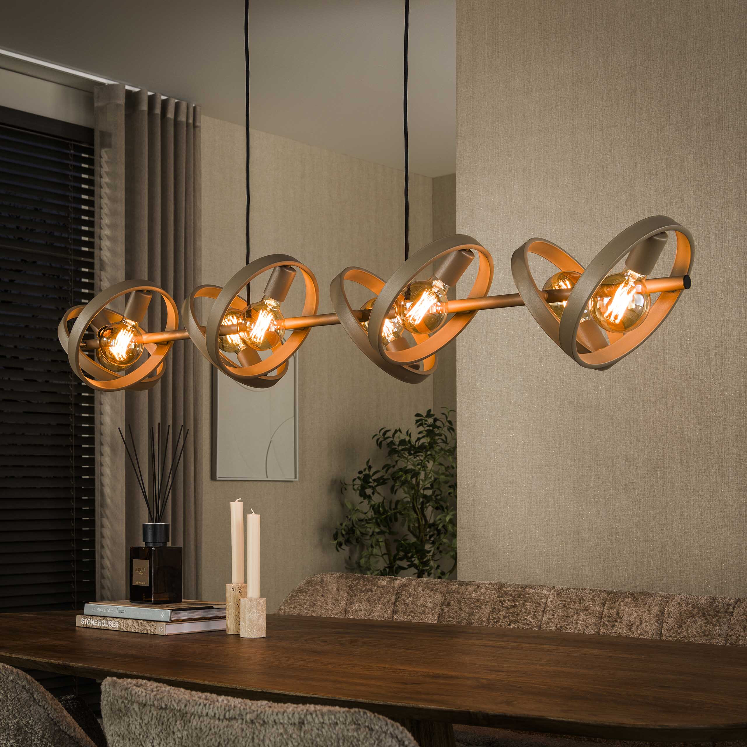LifestyleFurn Hanglamp Homer 8-lamps - Beige | LifestyleFurn