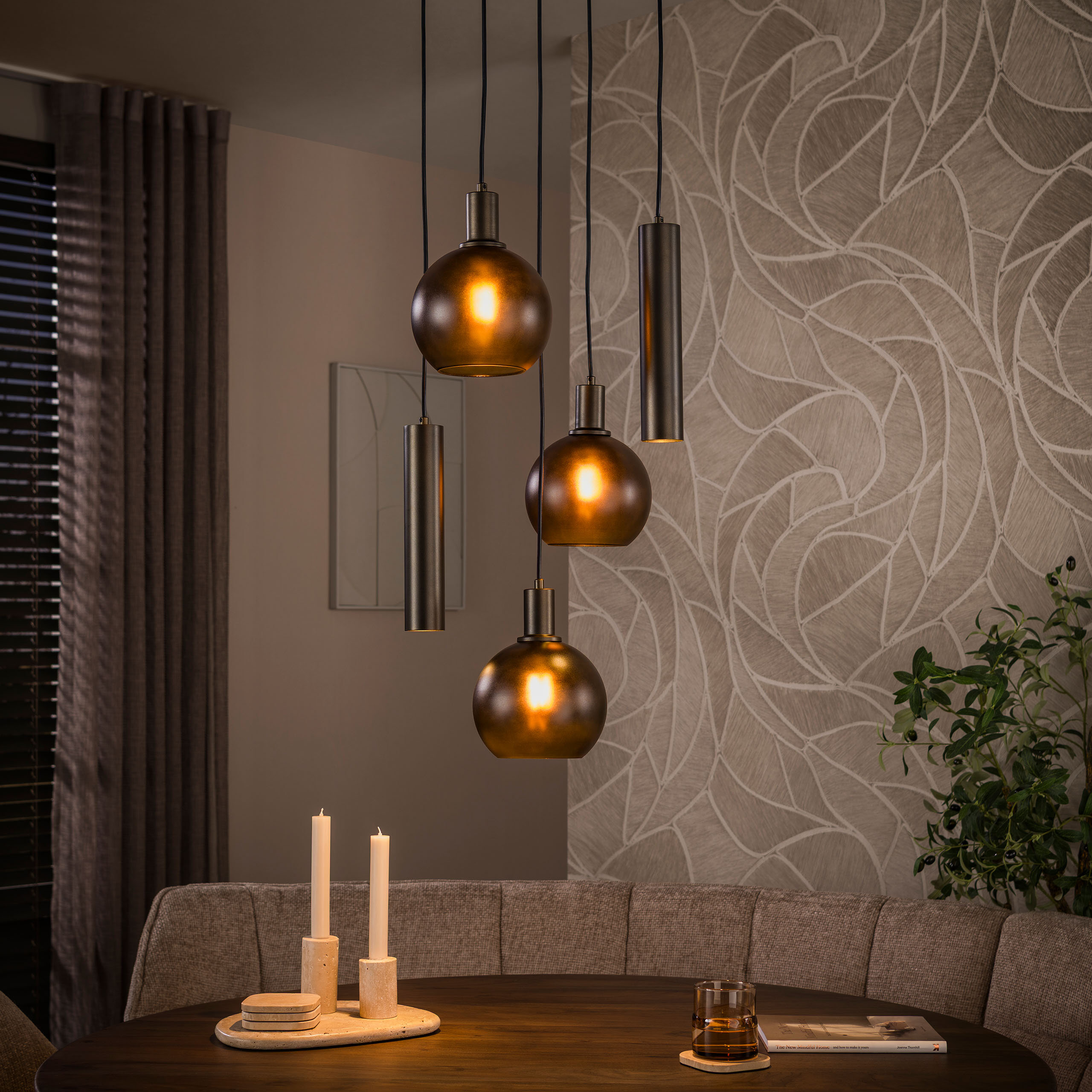 LifestyleFurn Hanglamp Janetta Glas en metaal