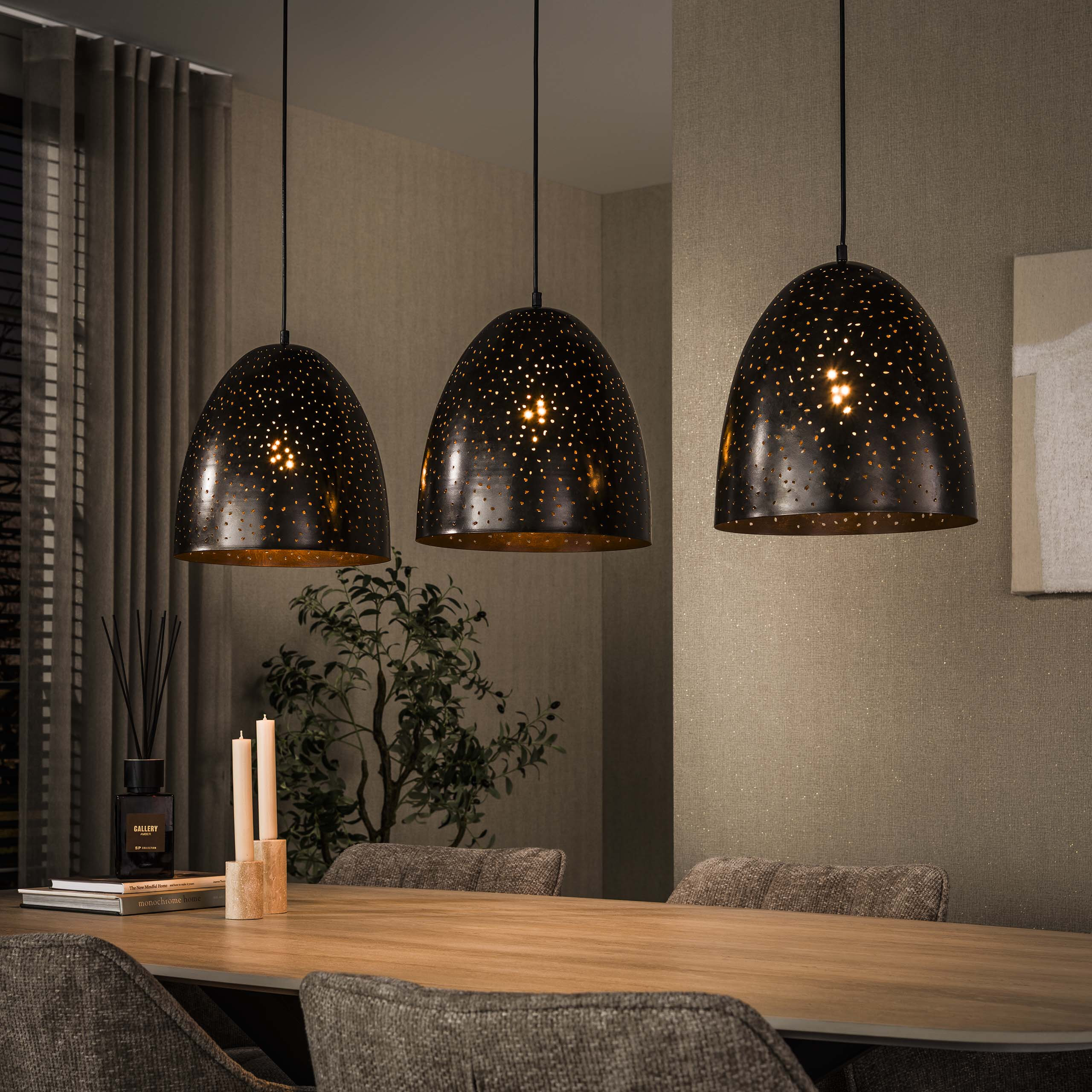 LifestyleFurn Hanglamp Marleigh 3-lamps - Urban Bruin | LifestyleFurn