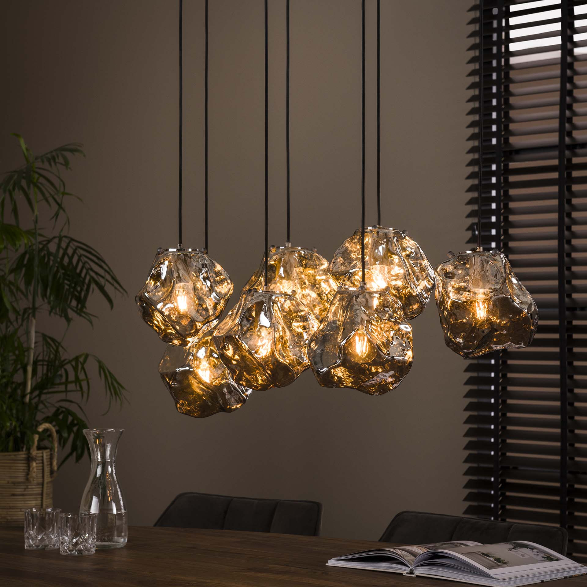 LifestyleFurn Hanglamp Rock 7-lamps - Chromed | LifestyleFurn