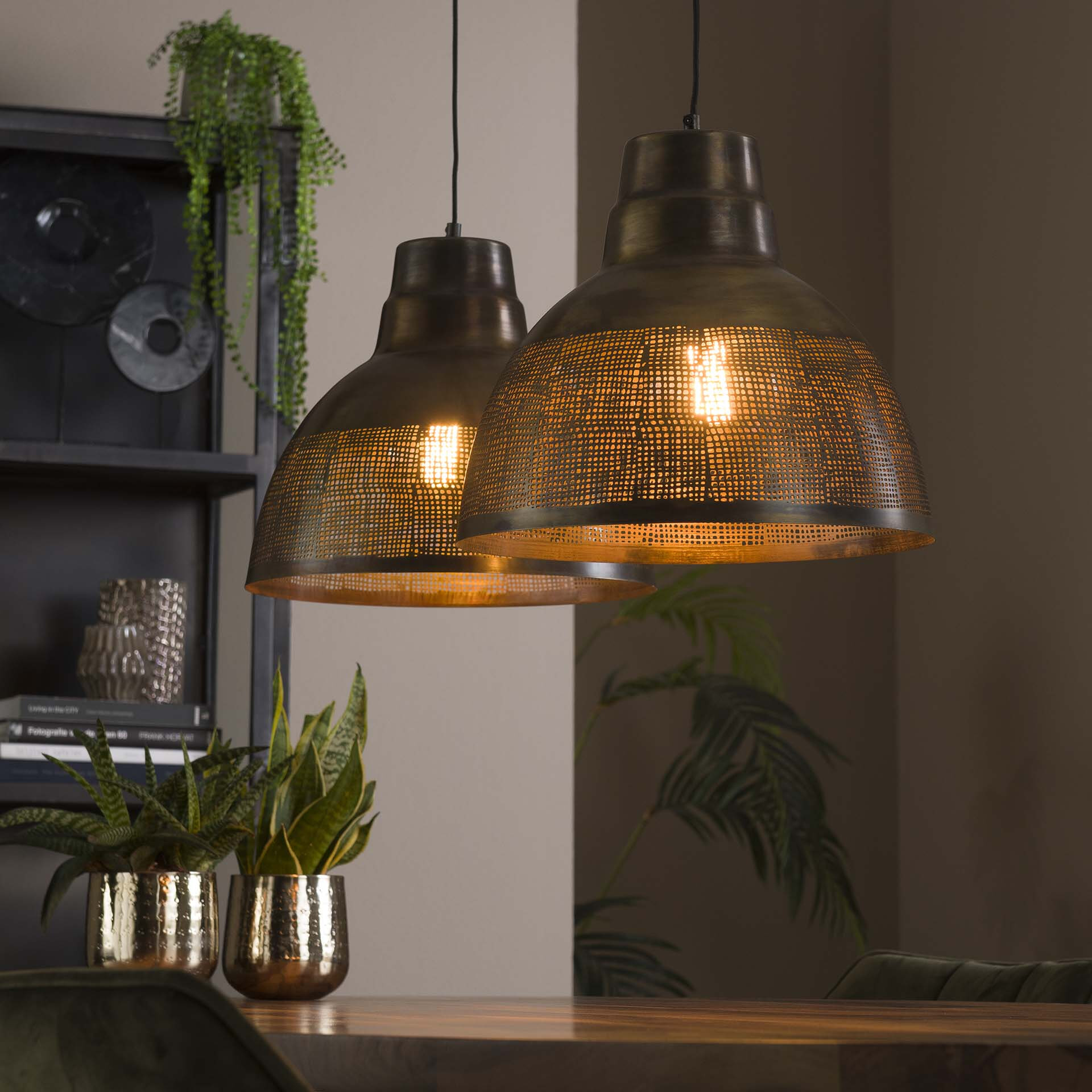 LifestyleFurn Hanglamp Rubio 2-lamps - Brons Antiek | LifestyleFurn