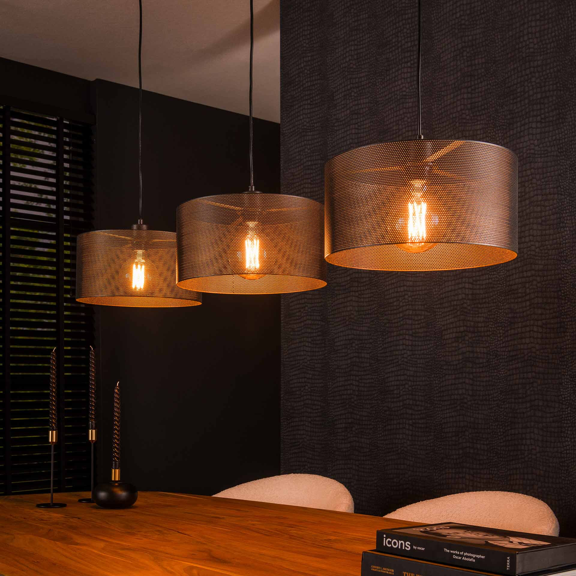 LifestyleFurn Hanglamp Samir 3-lamps - Artic Black | LifestyleFurn