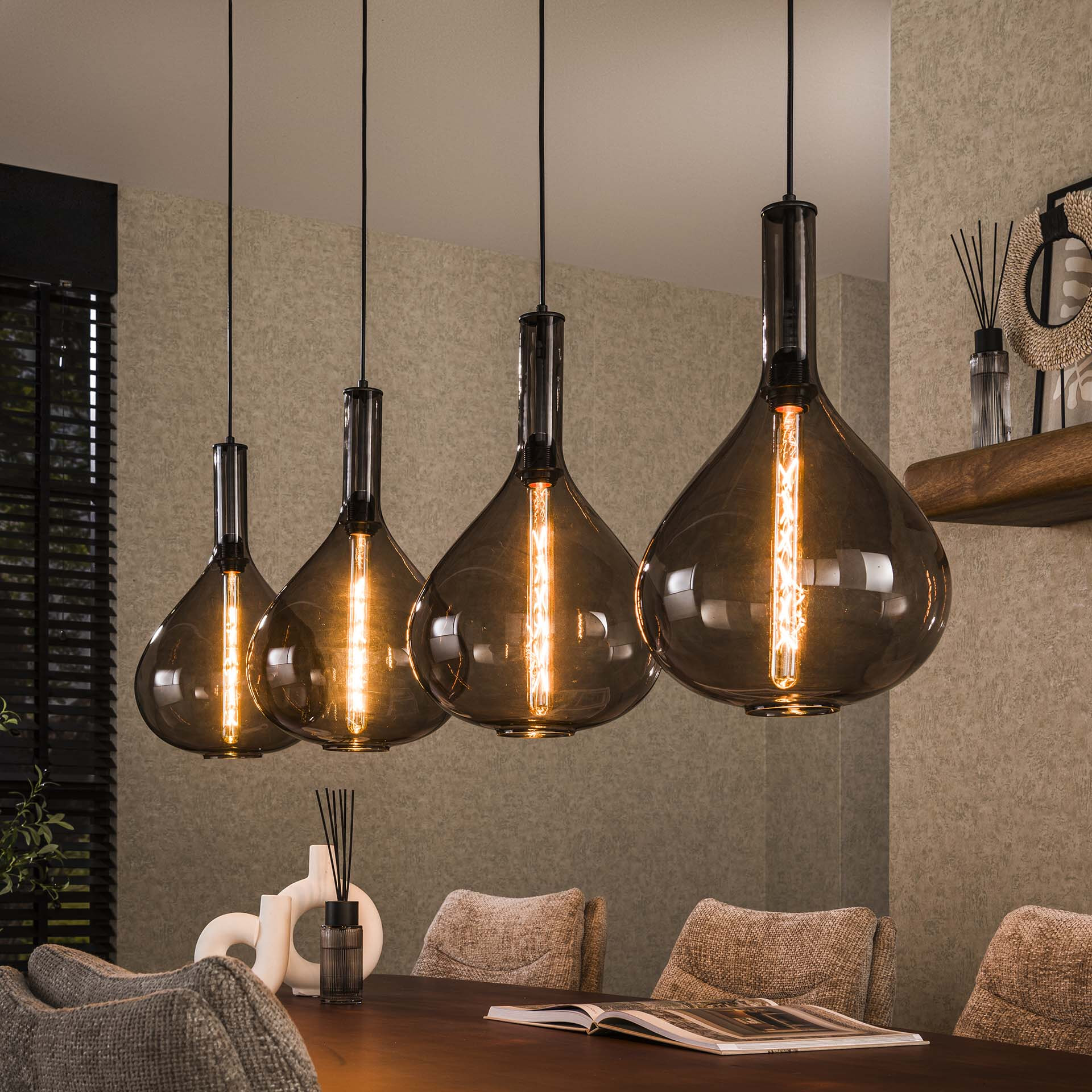 LifestyleFurn Hanglamp Suki Smoke glas
