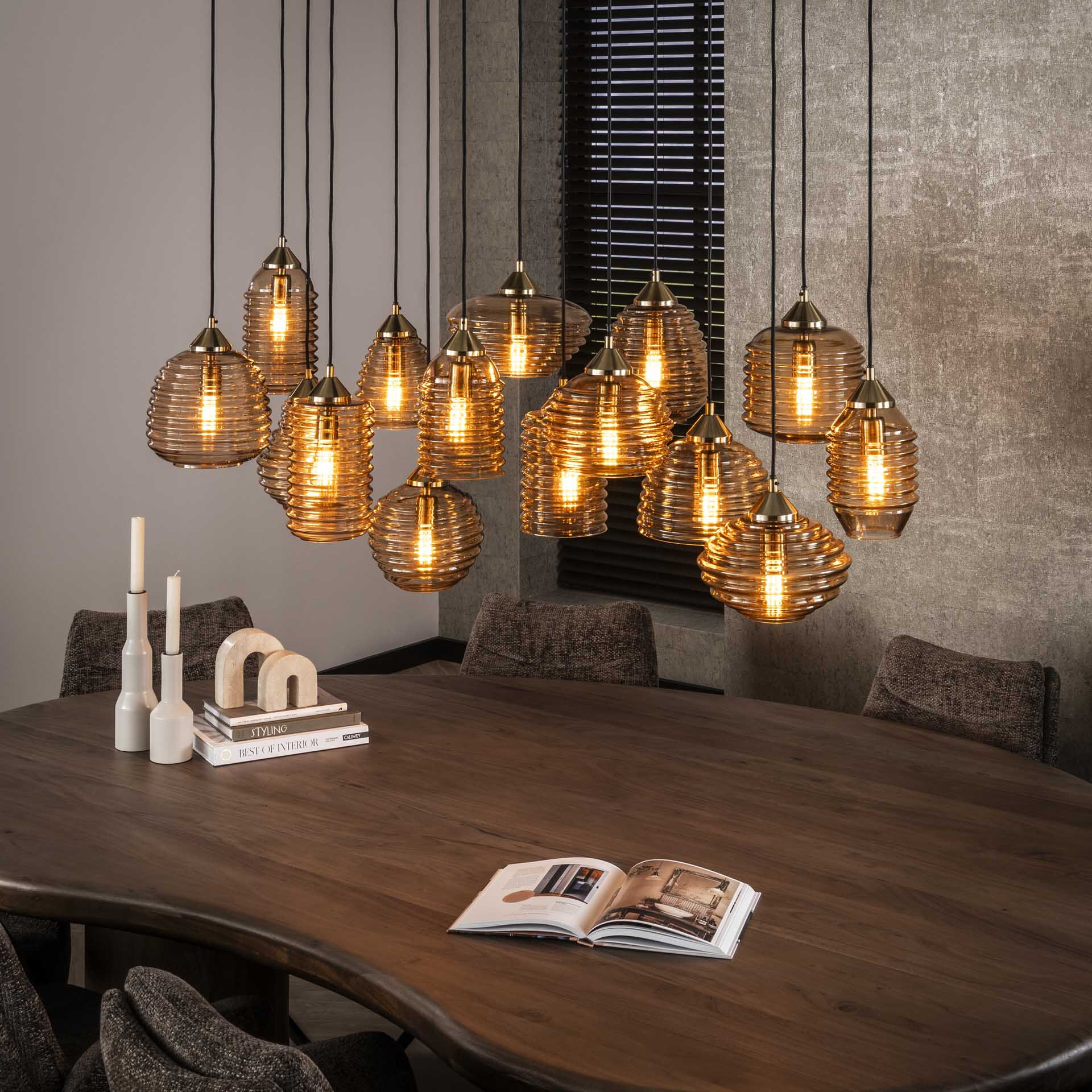 LifestyleFurn Hanglamp Tiera 15-lamps - Amber | LifestyleFurn