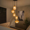 LifestyleFurn Hanglamp /Videlamp Dayn 5-lamps glas - Amber | LifestyleFurn