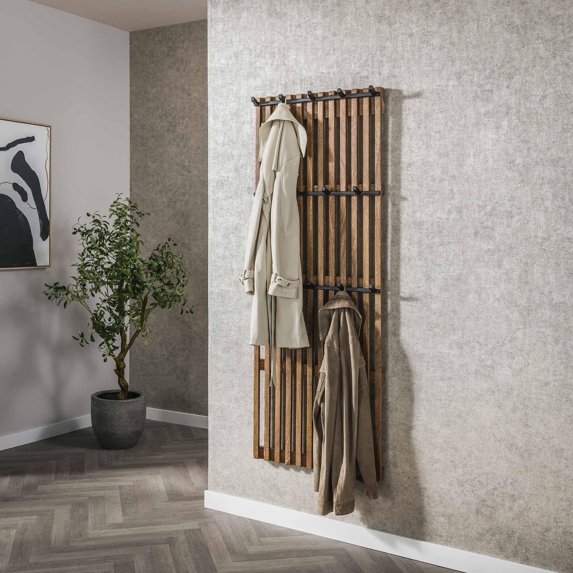 LifestyleFurn Kapstok Darah Latjes Mangohout met 14 haken