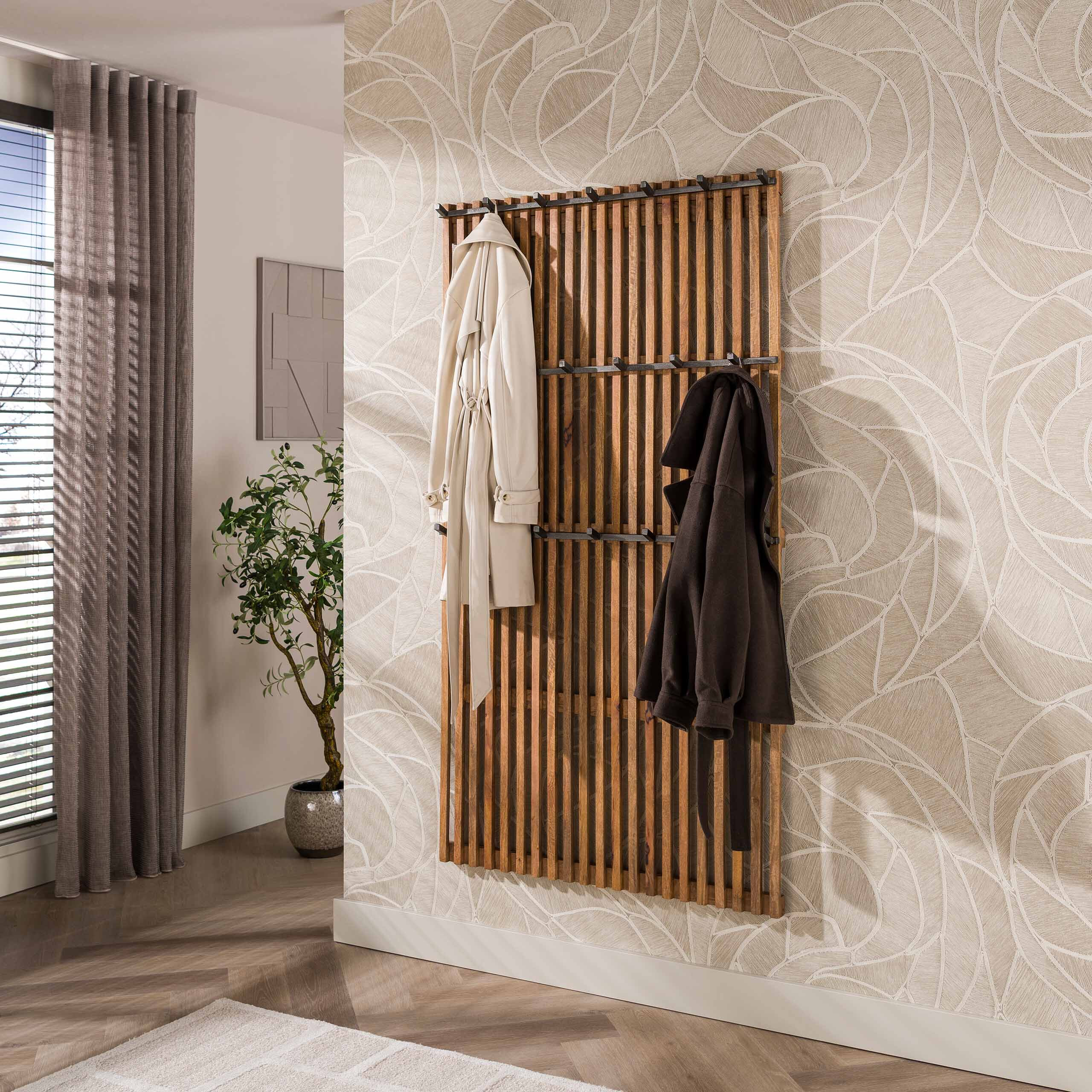 LifestyleFurn Kapstok Darah Latjes Mangohout met 20 haken - Bruin | LifestyleFurn