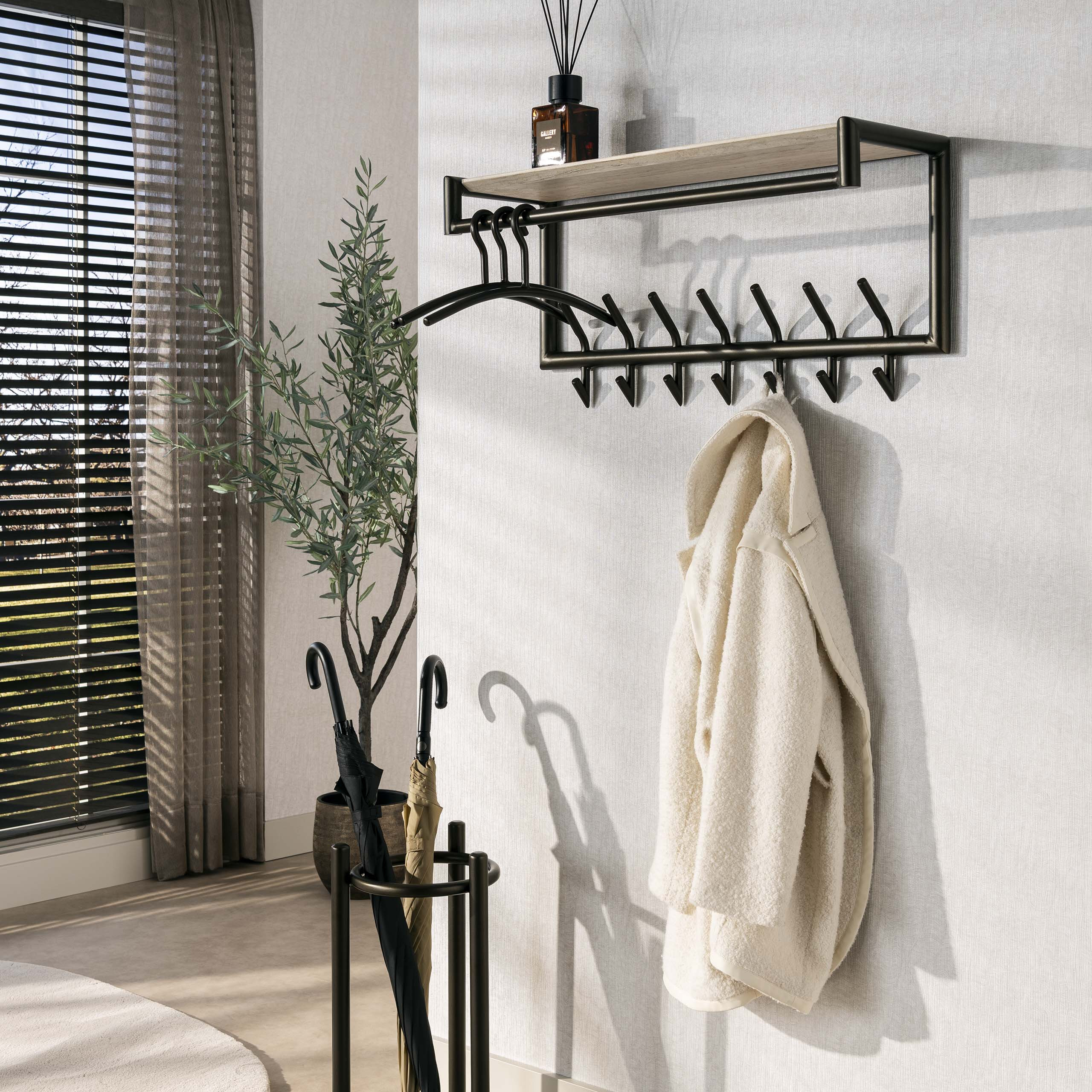 LifestyleFurn Kapstok Markita Staal en travertinlook