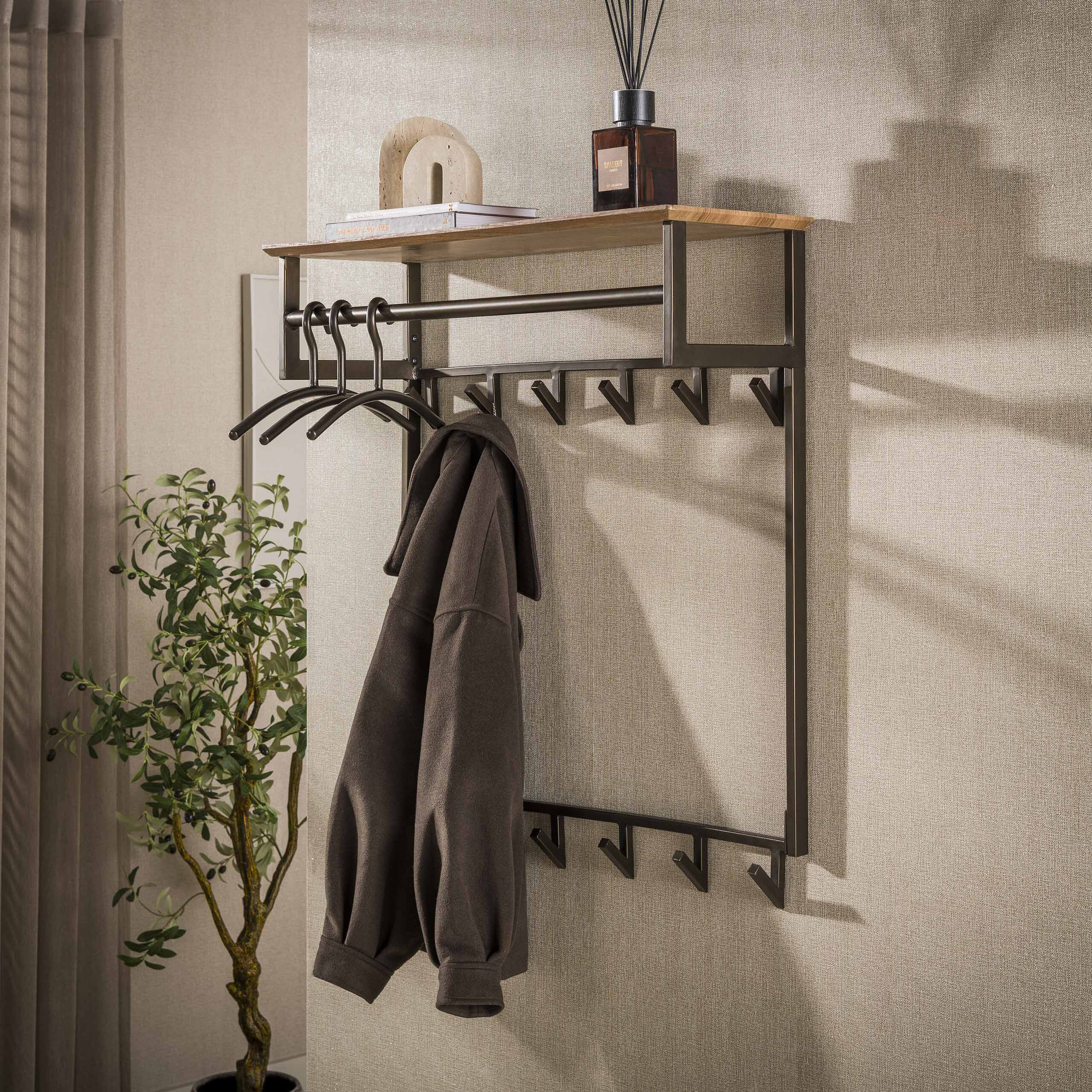 LifestyleFurn Kapstok Tekia Met 2 x 6 haken - Brons | LifestyleFurn