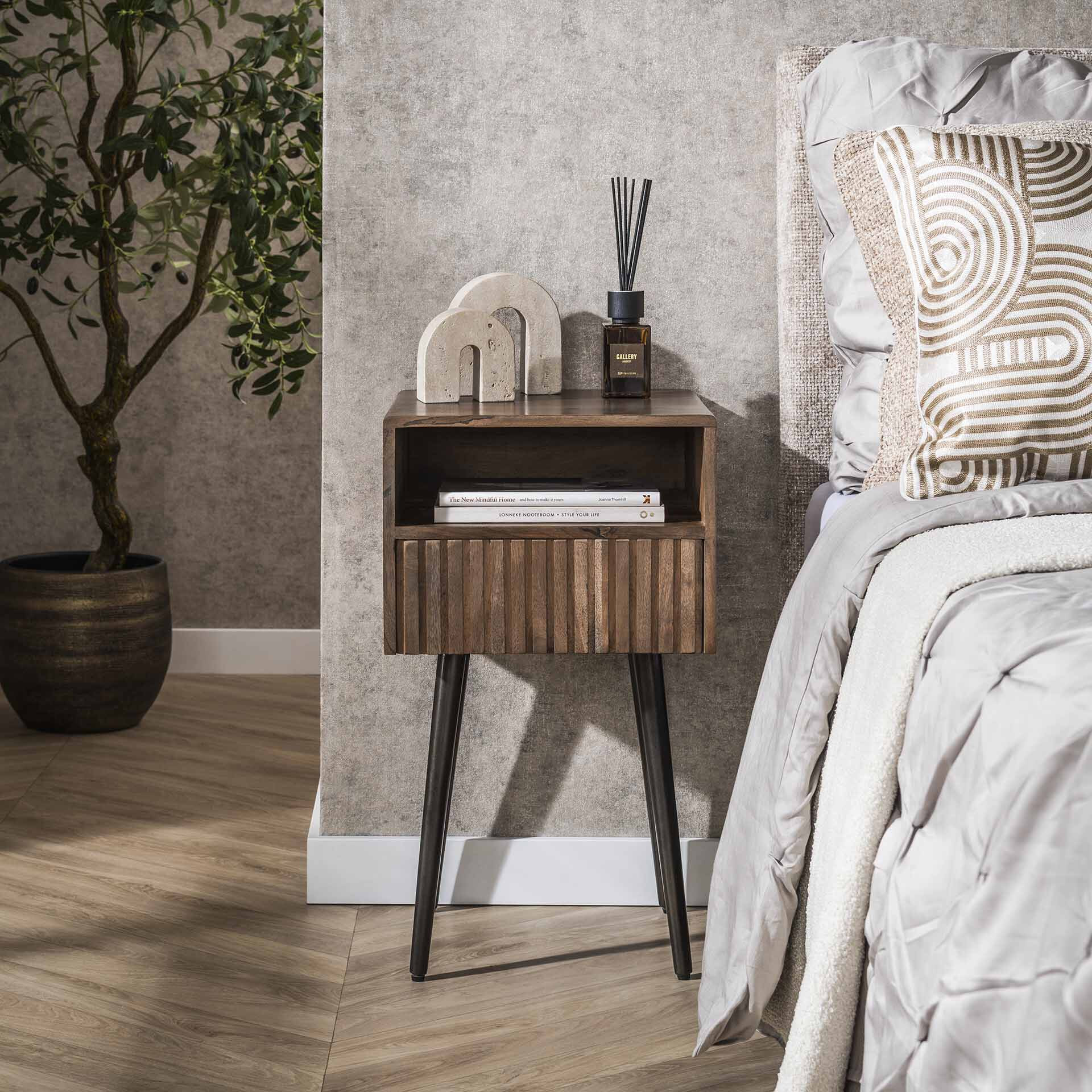 LifestyleFurn Nachtkastje Alania Met 1 lade en open vak
