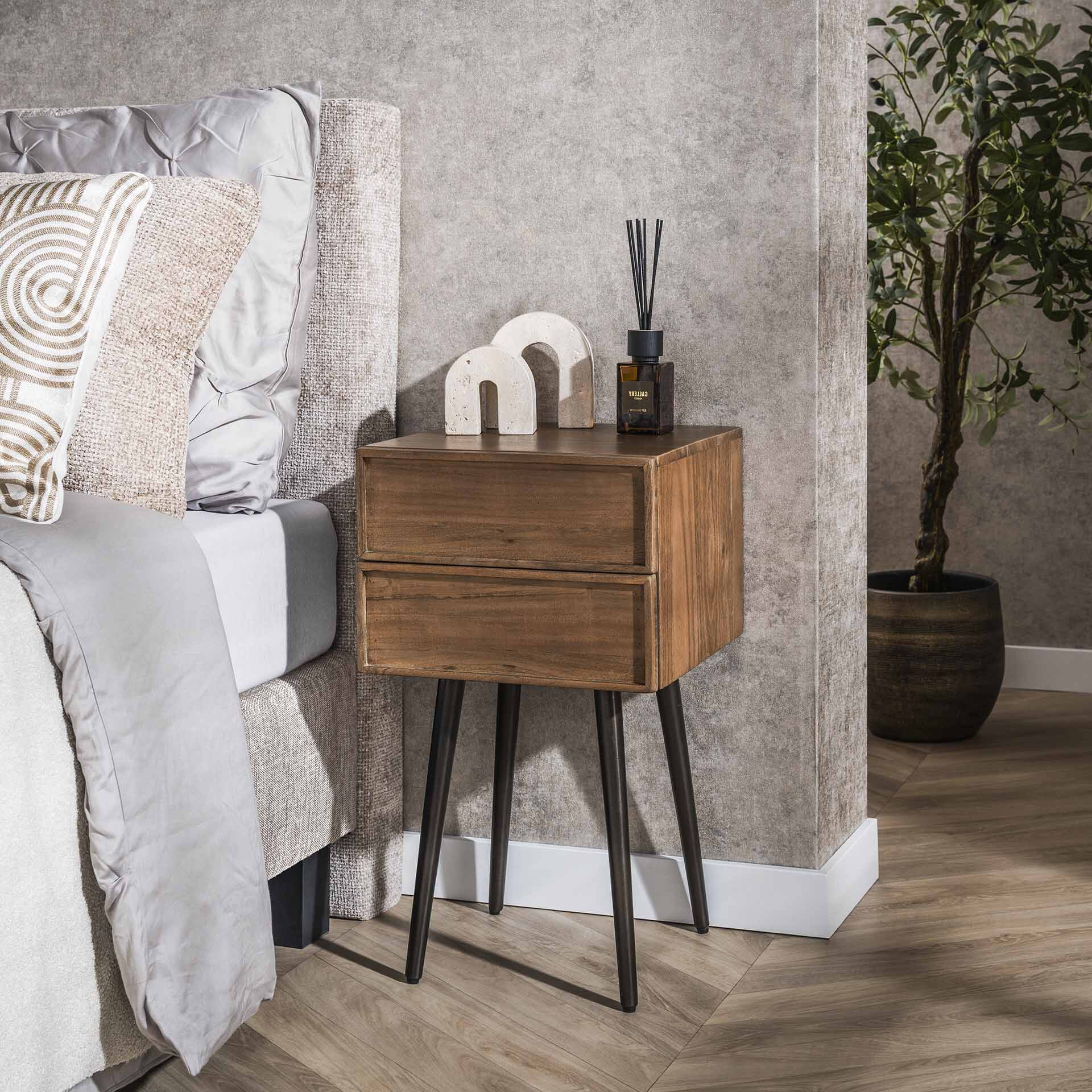 LifestyleFurn Nachtkastje Baila Acaciahout - Massief acacia bruin | LifestyleFurn