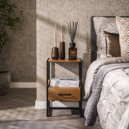 LifestyleFurn Nachtkastje Bethanne Acaciahout - Naturel | LifestyleFurn
