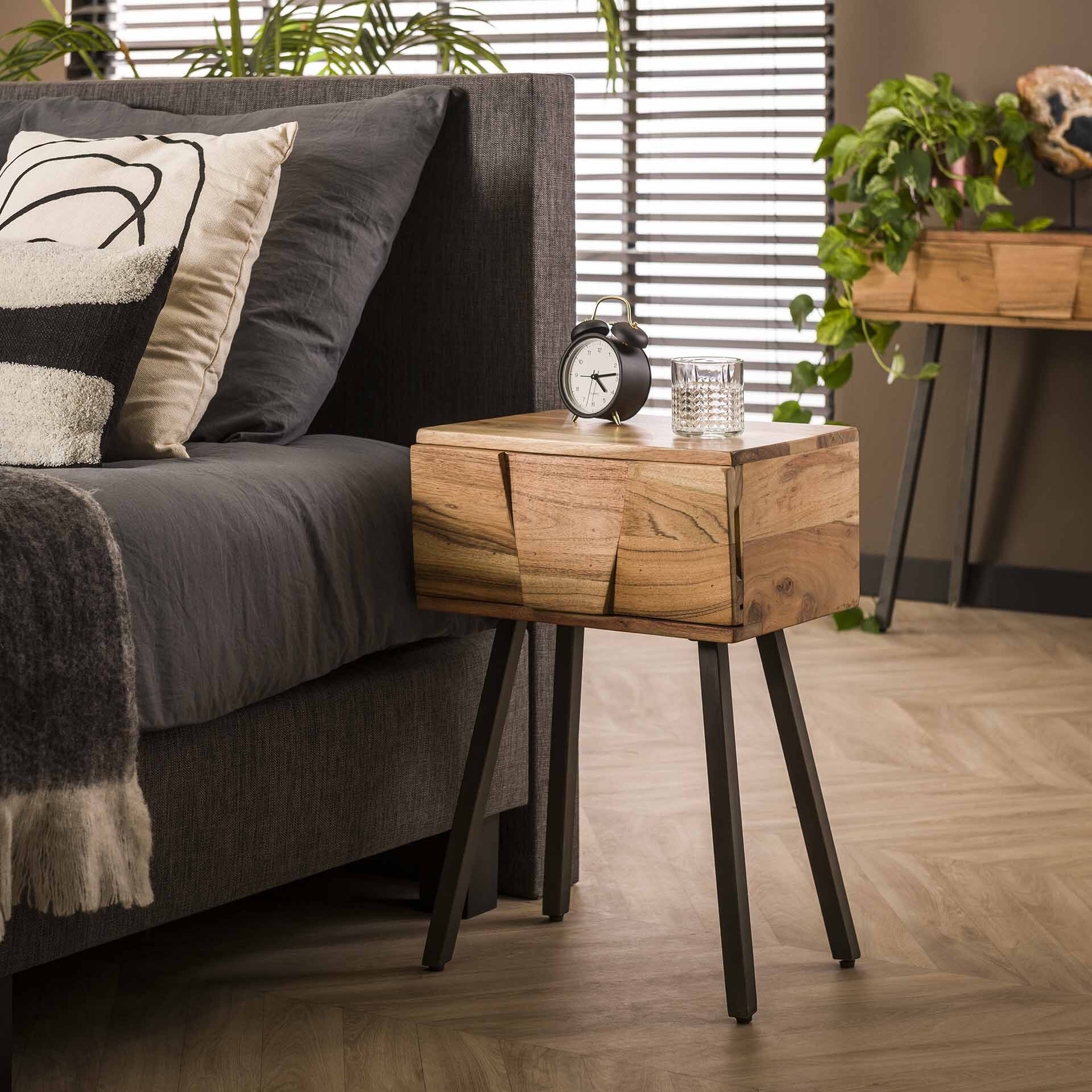 LifestyleFurn Nachtkastje Eryka Acaciahout - Massief acacia naturel | LifestyleFurn