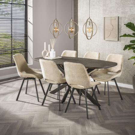 LifestyleFurn Ovale Eettafel Shakira Liquid Metal