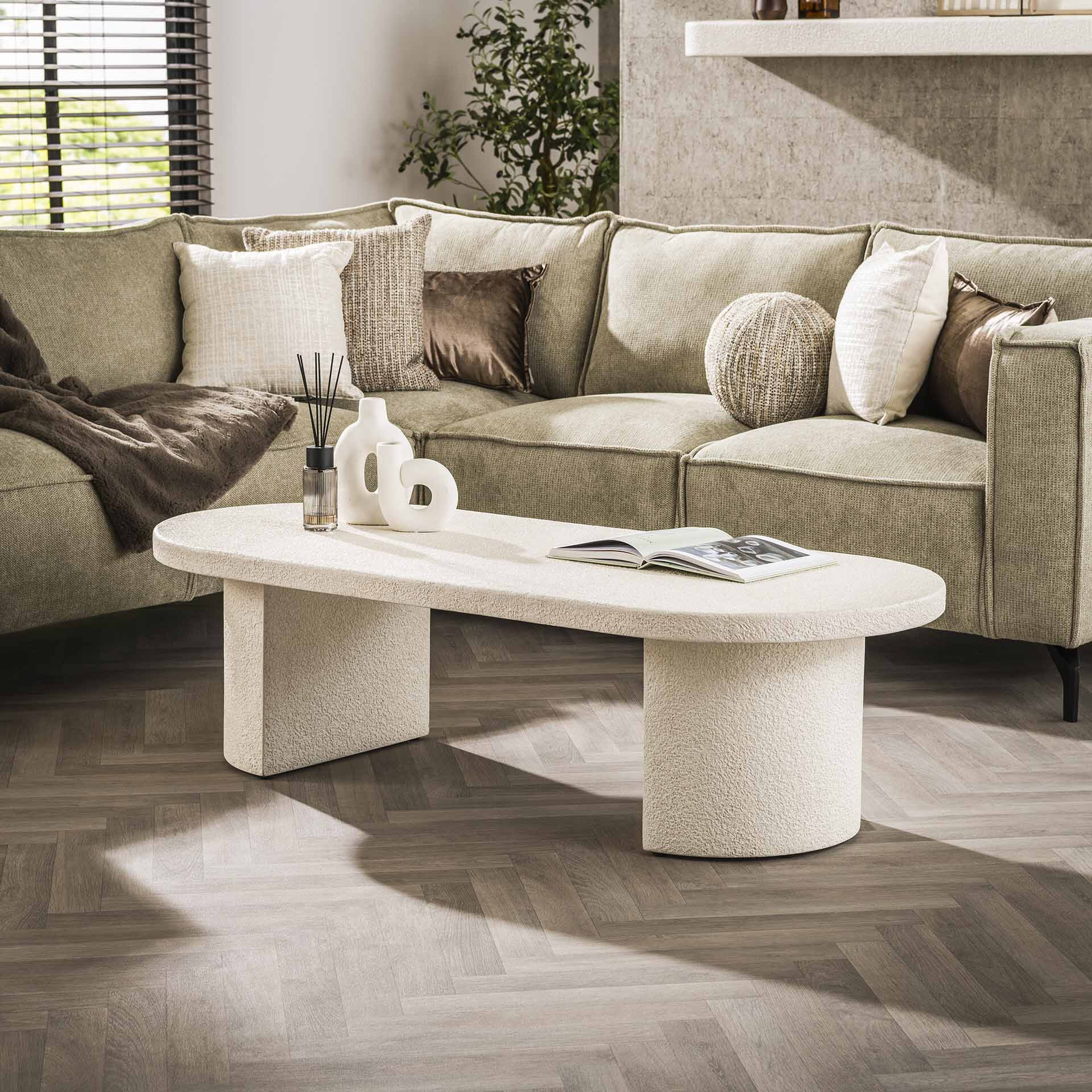 LifestyleFurn Ovale Salontafel Macie Marmercomposiet
