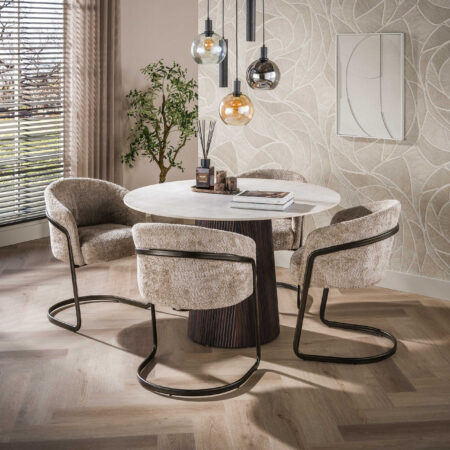 LifestyleFurn Ronde Eettafel Akai Keramiek in Taj Mahal-look