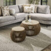 LifestyleFurn Ronde Salontafel Beckie Mangohout en travertinlook