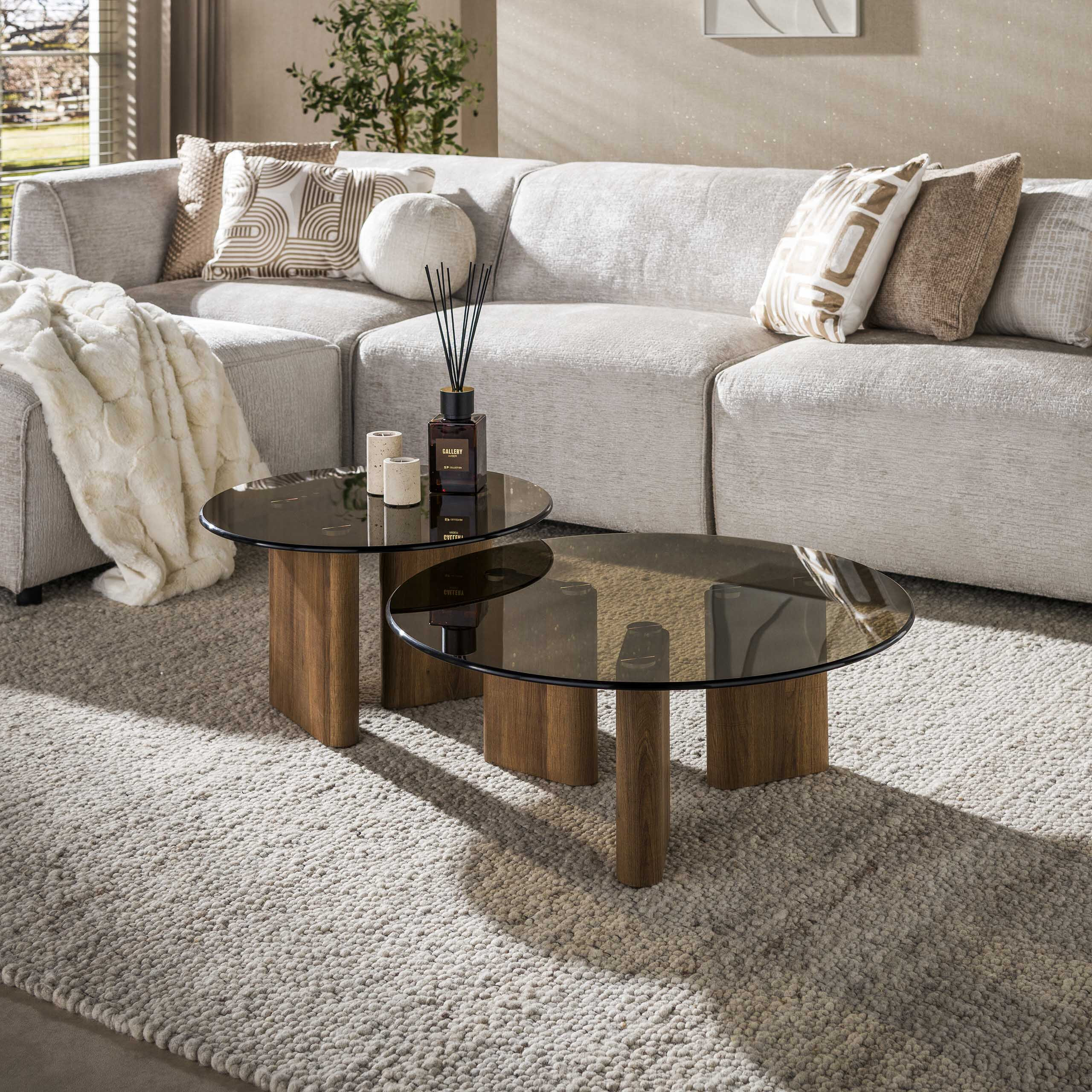 LifestyleFurn Ronde Salontafel Kely Brons glas