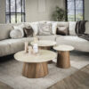 LifestyleFurn Ronde Salontafel Laycie Keramiek in Travertin-look