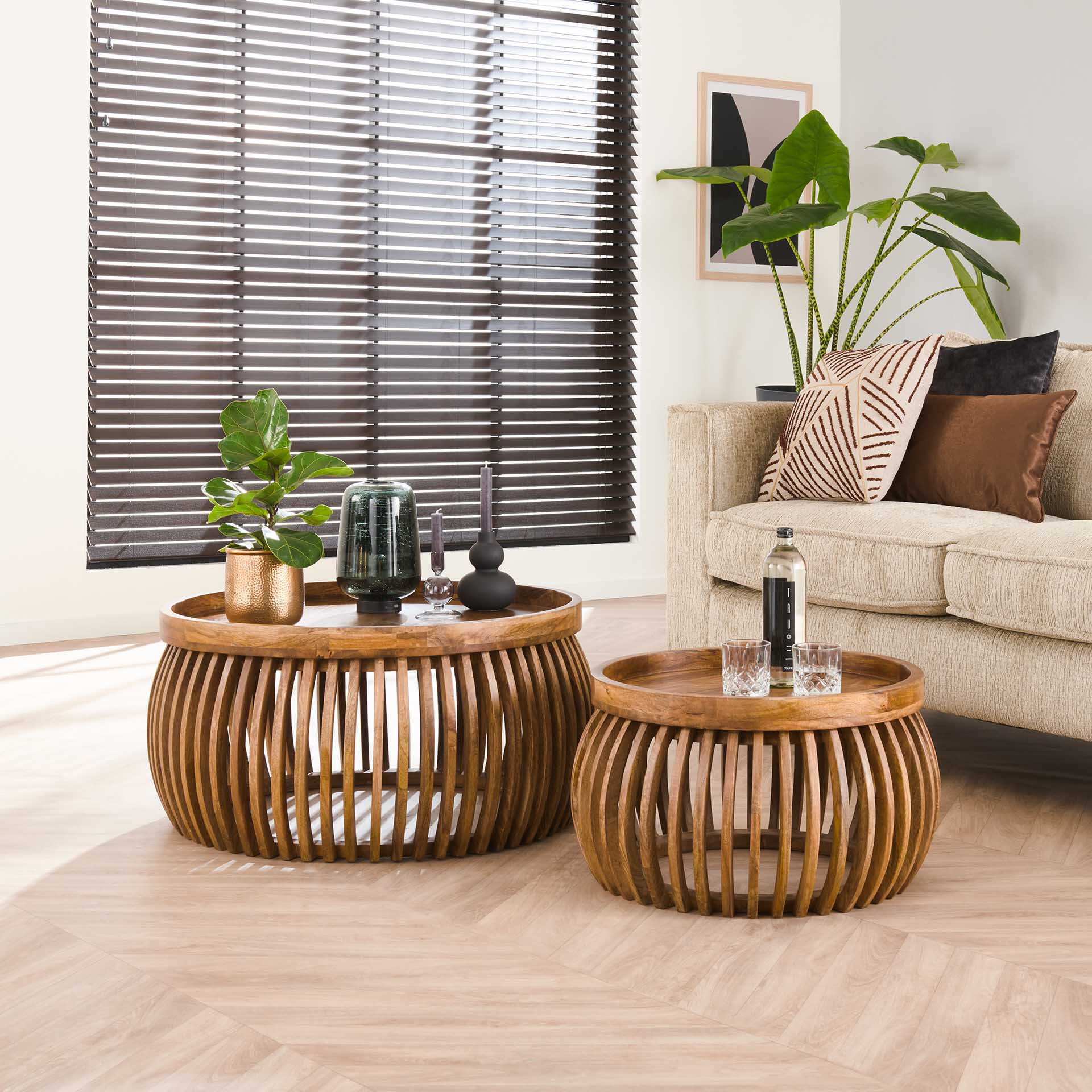 LifestyleFurn Ronde Salontafel Twiggy Mangohout