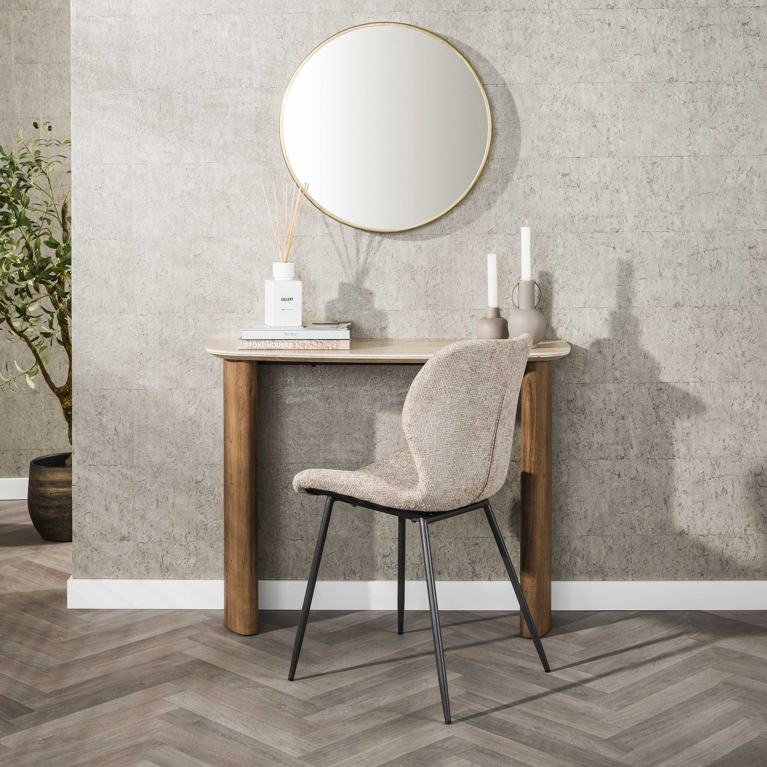 LifestyleFurn Sidetable Laycie Keramiek in Travertin-look