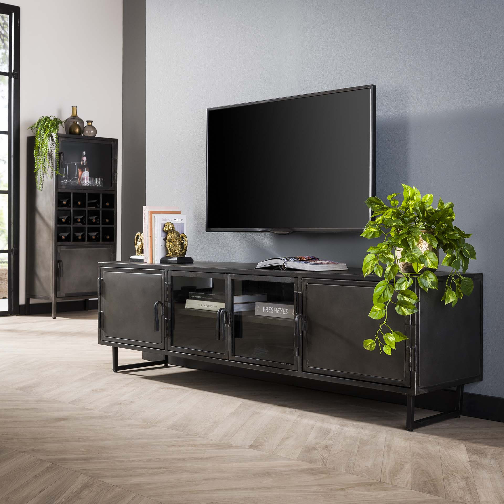 LifestyleFurn TV-meubel Rudi 180cm - Gun Metal | LifestyleFurn